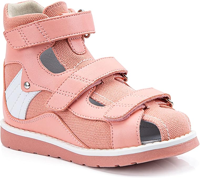 princepard Orthopedic Shoes for Children with Flat Foot Corrective Insoles,Summer High-Top Pink Sandals for Toddlers and Kids First Walking Shoes