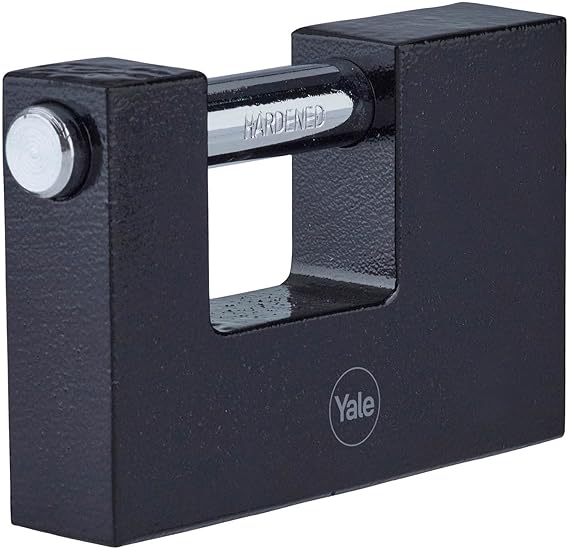 Yale Iron Shutter Padlock 90mm - Black - Hardened Steel shackle - Outdoor use