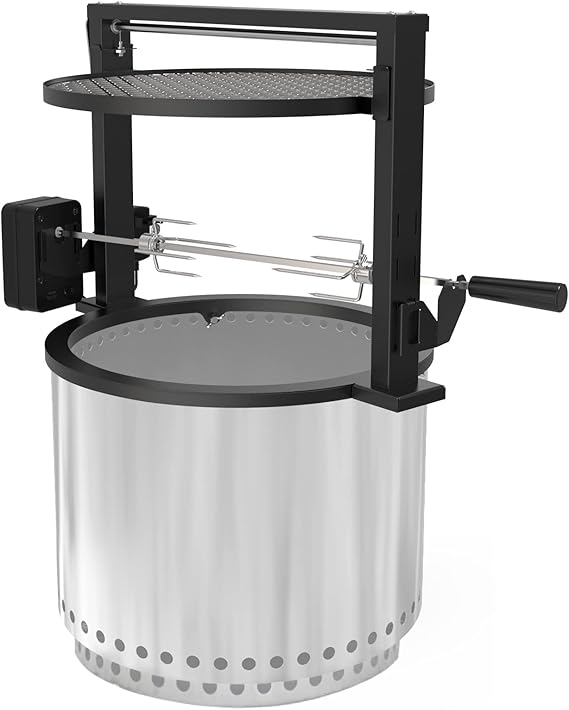 only fire Santa-Maria Style Rotisserie Rotating System for Solo Stove Bonfire 19.5" Smokeless Fire Pit - Global Patent
