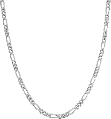 Tiara Sterling Silver Italian Inspired 4mm Figaro Link Chain Necklace