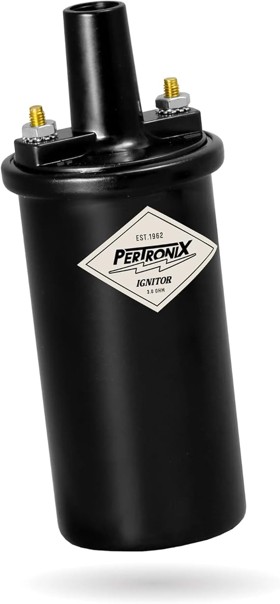 PerTronix Flame-Thrower Ignition Coil 40,000 Volt - 12V High Output Performance Ignition Coil, 3 Ohm Epoxy-Filled Canister, Black, Electronic Ignition Compatible - 40611