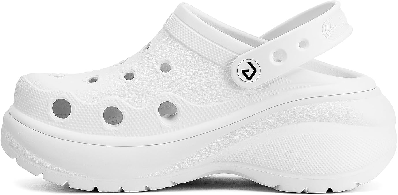 GOTO Women's Platform Clogs, 2.36" Wedge Heel, Lightweight Cushioned Comfort Shoes, Non-Slip Anti-Roll Support, True to Size Runs Large, for Walking Beach Daily Wear, Size Up One Size Recommended