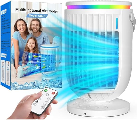 Portable Air Conditioners, Portable AC Unit Air Cooler with 4 in 1 Humidifier Cooling Fan, Personal Evaporative Mini Air Conditioner With 1200ml Water Tank, 6H Timer, AC Portable for Bedroom Office