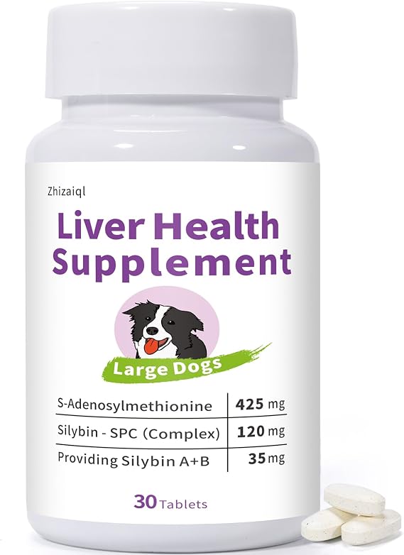 Liver Support for Large Dogs, with 425 mg S-Adenosylmethionine (Same) & Silybin A+B, Advanced Liver Supplement with High-Absorption Silybin-SPC, 30 Tablets