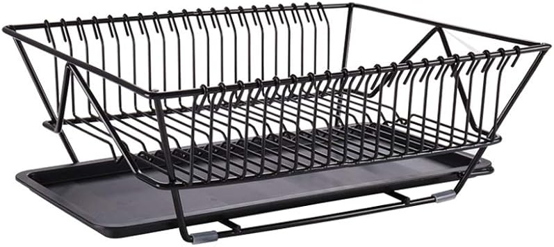 MaGiLL Dish Rack Kitchen Cutlery Drain Rack, Multi Function Kitchen Storage Drain Rack Rack Dripping Dish Rack Rack (Color : White) (Black)