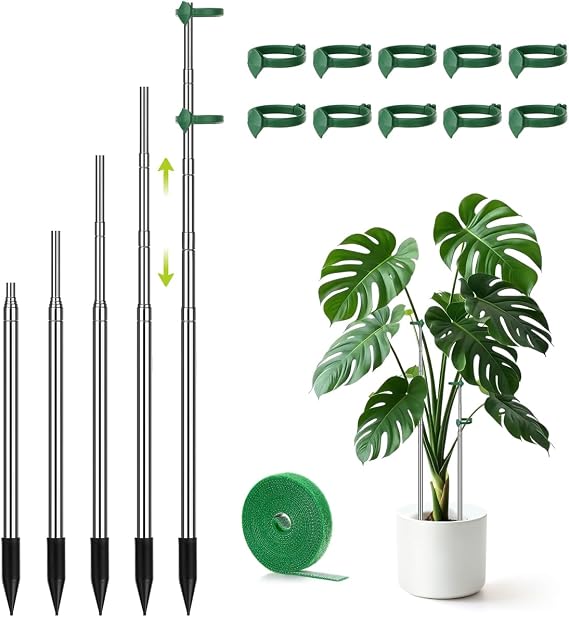 Aieve Extendable Plant Stakes, 13 to 49in Telescoping Monstera Plant Stakes