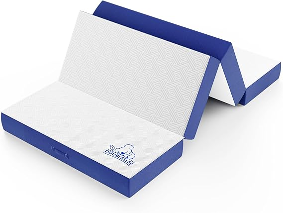 Folding Mattress Double 4ft6, 4-Fold Easy Storage, 135x190x10cm