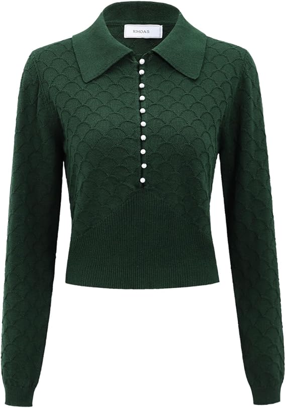 Top Women's Sweater Spring Autumn Winter Knit Womens Button Down Collared Long Sleeve Vintage Loose Casual Shirt