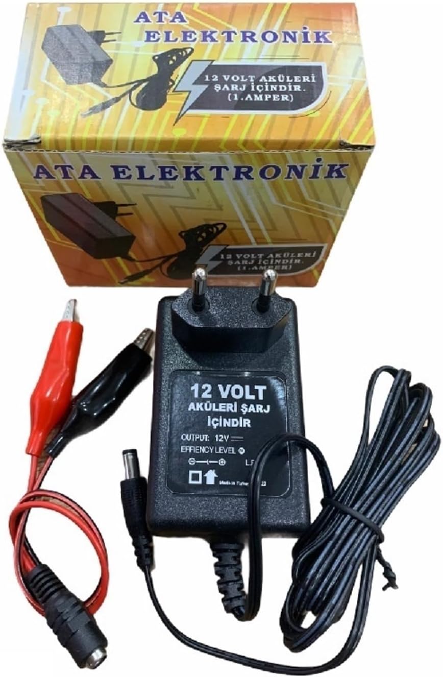 Pilsan Fortune Akülü Araba Uyumlu - 12 Volt Akü Şarj Cihazı Şarz Aleti Adaptör Yerli Üretim 1 Amper