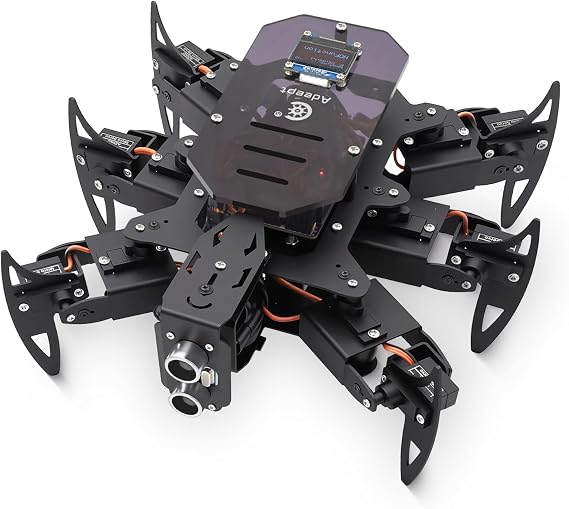 Adeept Ultimate Hexapod Spider Robot Kit, Programming Project Compatible with Arduino, Metal Body, WiFi/IR Remote Control with OLED Display, Python/APP, STEM Educational Robotics for Adults with PDF