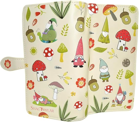 Shag Wear Gnome Forest Large Wallet for Women Beige 7"