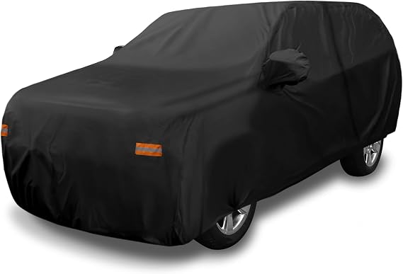 X AUTOHAUX SUV Car Cover for Chevrolet Tahoe 4 Door 190T PU, Black | with Driver Door Zipper, Outdoor Waterproof Sun Rain Dust Wind Snow Protection