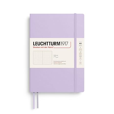 LEUCHTTURM1917 - Notebook Softcover Medium A5-123 Numbered Pages for Writing and Journaling (Lilac, Dotted)