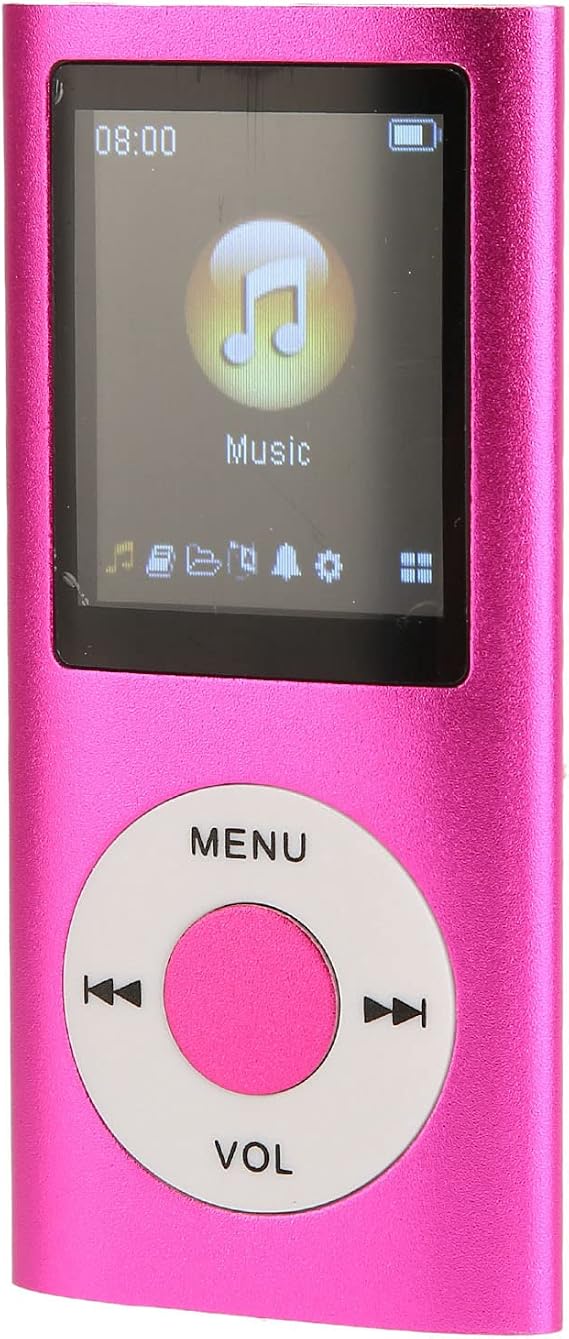 MP3 Player with Bluetooth, Music Player with Built-in HD Speaker, 1.8 Inch LCD Screen, HiFi Sound, Earphones Included, Support up to 64GB, for Students Running Walking(Pink)