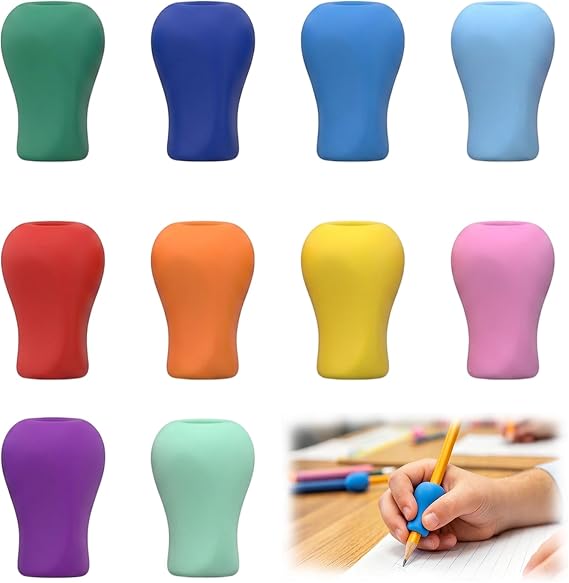 10 Pack Pencil Grips for Kids and Children, Ergonomic Pen Grips for Handwriting, Soft Non-Slip Finger Grip for Pencil, Writing Aids for School and Home