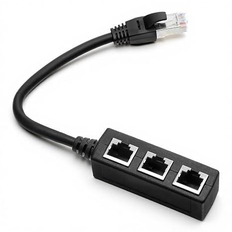 RJ45 1 Male to 3 Female LAN Splitter Cable, Ethernet Adapter for Cat5, Cat5e, Cat6, Cat7 LAN Ethernet Socket Network Connector Adapter Compatible with Routers, Set-top Boxes, Computers