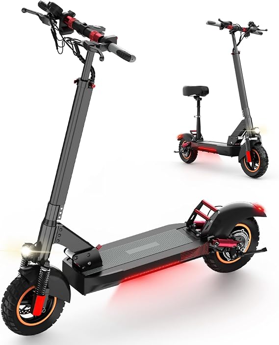 Electric Scooter for Adults with seat Fast 25-30 mph Speed Off Road Heavy Duty 300 lbs 10 inch Foldable e Scooter Mobility Folding Bike for Girls Men Teens 31-37 Miles Long Range e Scooters
