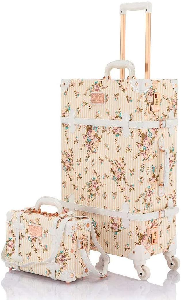 COTRUNKAGE Vintage Luggage Set 2 Pieces Carry On Suitcase Trunk for Women