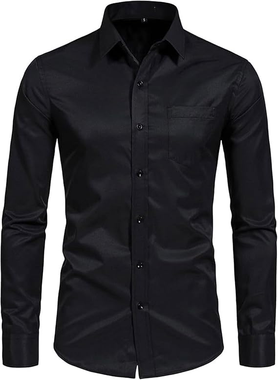 Bestgift Stretch Men's Long Sleeve Button Down Shirt Blouse