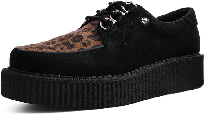 T.U.K. Black & Leopard Anarchic Creepers Unisex US Women 15 / Men 13