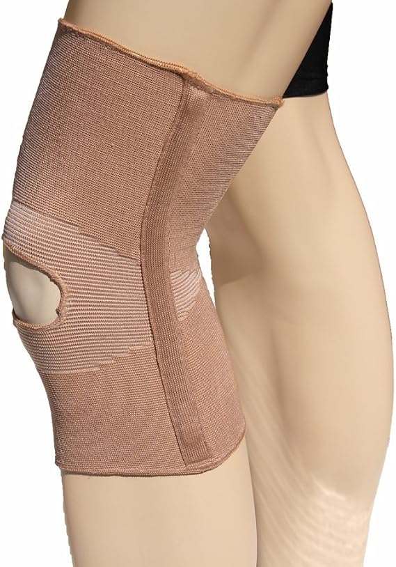Alpha Medical Open Patella Compression Support Knee Brace Sleeve With Anti-Roll Support Stays Knee Stabilizer Knee Pain Relief (XX-Large Beige)