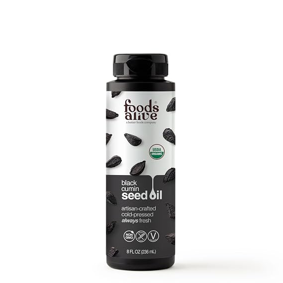 Organic Black Seed Oil, Organic Black Cumin Seed Oil, Cold-Pressed Nigella Sativa, Vegan, Gluten-Free, Non-GMO, 8 oz liquid