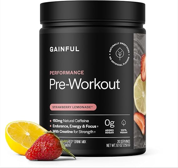 Gainful Performance Pre Workout Powder, Strawberry Lemonade, 20 Servings