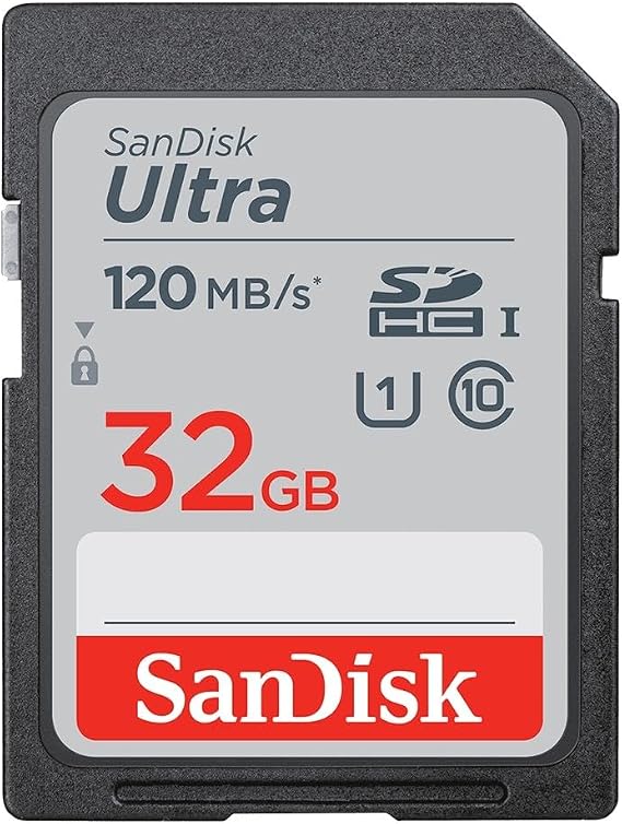 SANDISK Ultra SD Card 32GB, memory card up to 120MB/s, Class 10, UHS-I, V10, Full HD video support, durable shock, water x-ray proof, Triple pack