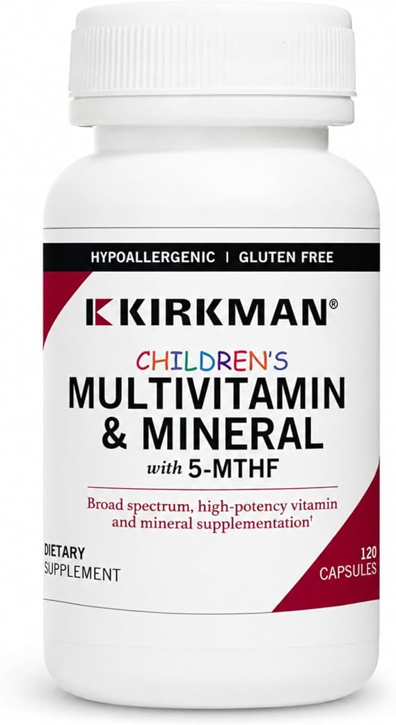 Kirkman - Children's Multivitamin & Mineral - 120 Capsules - with 5-MTHF - Potent Broad Spectrum Vitamin/Mineral Supplement - Hypoallergenic