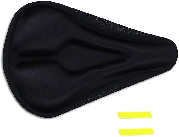 Gel Bike Seat Cover, Comfortable Soft Gel Bicycle Seat Bike Saddle Cushion Fits Cruiser and Stationary Bikes Indoor Cycling for Women and Men,, black, one (z5-04)