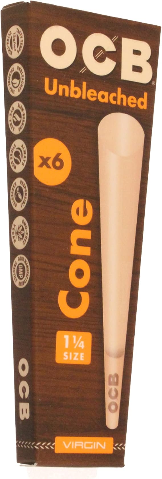 OCB - Unbleached Virgin 1 1/4" (84mm) Cones - 6 Cones per Pack
