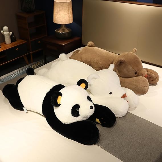 Bear Body Pillow Bear Stuffed Animal Panda Stuffed Animal Sleeping Together Prone Pillow Lumbar Pillow Melting-like Soft Touch Realistic Body Pillow Extra Large Bear Cushion Soft Washable