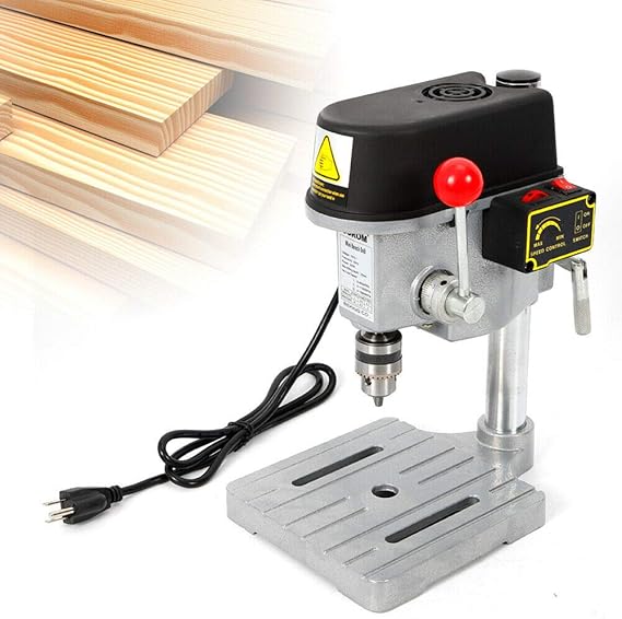 Mini Table Electric Drill Press 340W Drill Bits Power Tool 1-10mm 16000RPM DIY Portable Table Top Electric Power Bench Top Table Hobby Drill Press 110V Chuck Wood Metal
