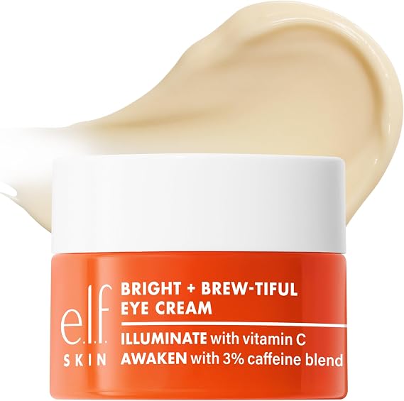 e.l.f. SKIN Bright + Brew-tiful Eye Cream Mini, Helps Brighten Appearance of Undereye Dark Circles & Repair Puffiness, Vegan & Cruelty-Free