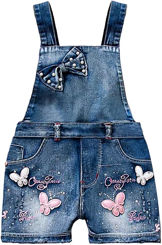 Yao Summer Little Girls Cotton Denim Bib Braces Rompers