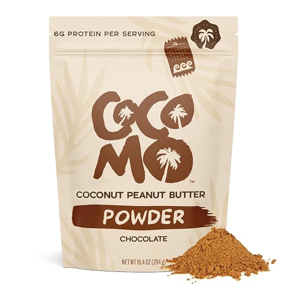 Cocomo Coconut Peanut Butter Powder, Chocolate - 14 Servings | Organic, Vegan, Gluten-Free, 3g Sugar, Lower Fat, Real Ingredients, Protein-Rich & TSA-Friendly - Great for Smoothies, Baking & Spreads