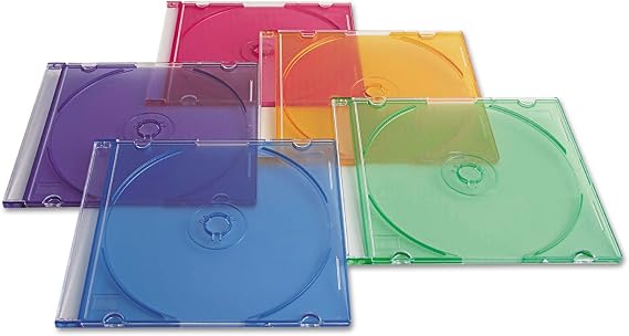 Verbatim CD/DVD Slim Jewel Cases (0.21 inches) - Assorted Colors - 50 pack | 50-pack slim storage cases with color-coding and lightweight build for discs, data and media