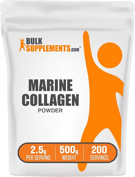 Marine Collagen Powder - Marine Collagen Peptides Supplement, for Hair, Skin, Nails - Hydyrolyzed & Gluten Free, 2.5g per Serving, 500g (1.1 lbs) (Pack of 1)