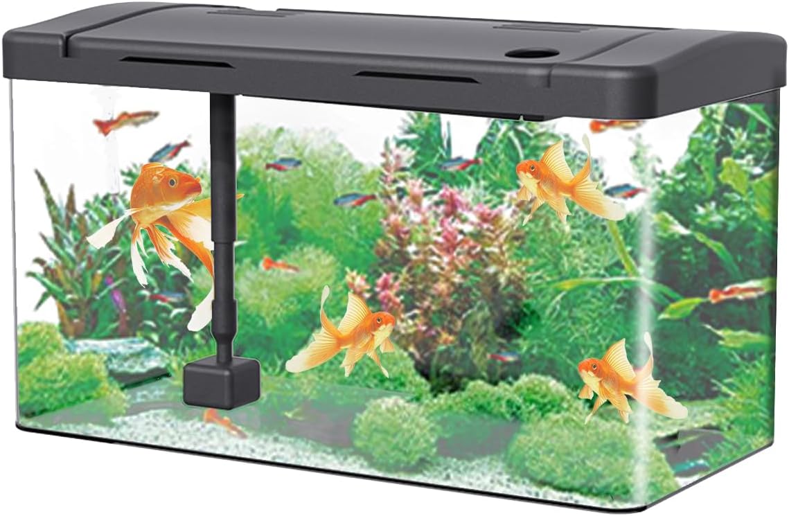Fish Tank Acrylic Aquarium 25L (45 x 22 x 24 Cm) Fish Breeding Box, Fish Bowl With Fish Tank Filter and Oxygen Supply, LED Lights, Goldfish Turtle Shrimp Tank for Home Office Living Room