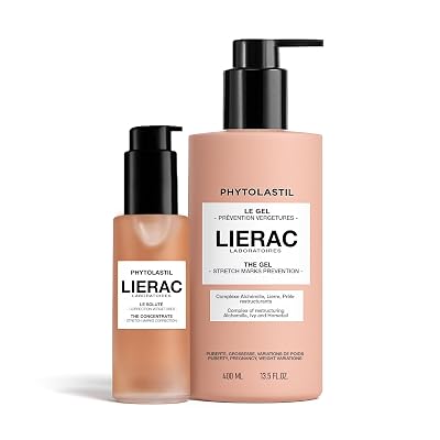 Lierac Phytolastil Stretch Mark Removal Concentrate & Stretch Mark Prevention Cream Gel Pack - Hydrates And Soothes Skin, Firms And Reduces Stretch Marks On Belly, Bust, Hips, Buttocks & Thighs