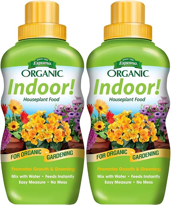 Espoma 8 Ounce Concentrated Organic Indoor Plant Food - Indoor Plant Fertilizer for Large & Small Plants Like Pothos, Fiddle Leaf Fig, Monstera, Snake & Palms - Pack of 2