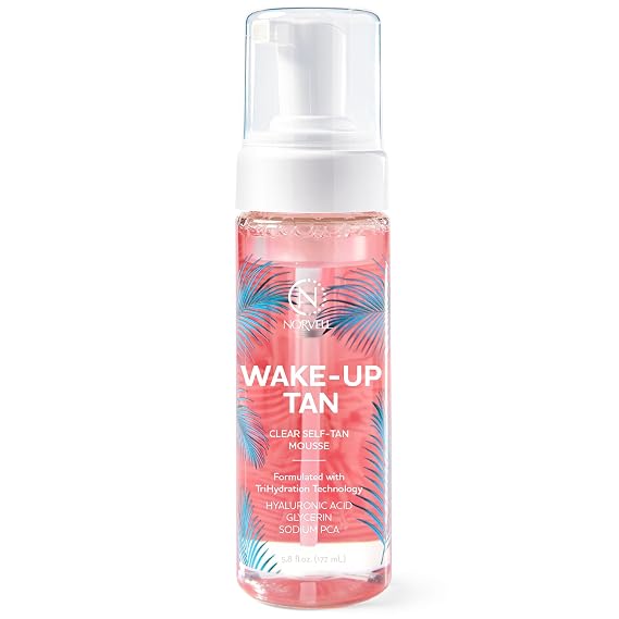 Norvell Wake-Up Tan Clear Water Mousse, Overnight Self Tanner - 5.5 oz | Bronzer-Free Gradual Sunless Tanning Foam, For Face & Body, No Transfer