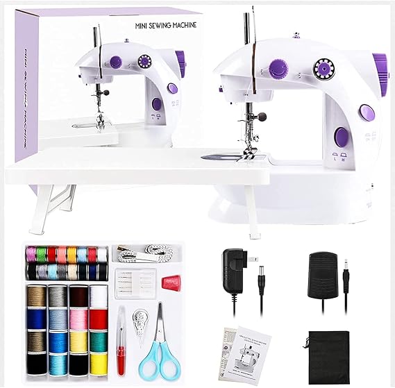 Mini Sewing Machine With Extension Table And Sewing Kit, Sewing Machines For Beginners And Kids, Portable Cutter Light Foot Pedal,Mini Household Sewing Machine