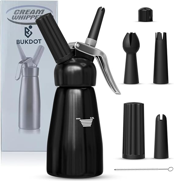 Whipped Cream Dispenser 250ml Professional Cream Whipper for Desserts, Coffee & Baking Durable, Easy to Use & Clean