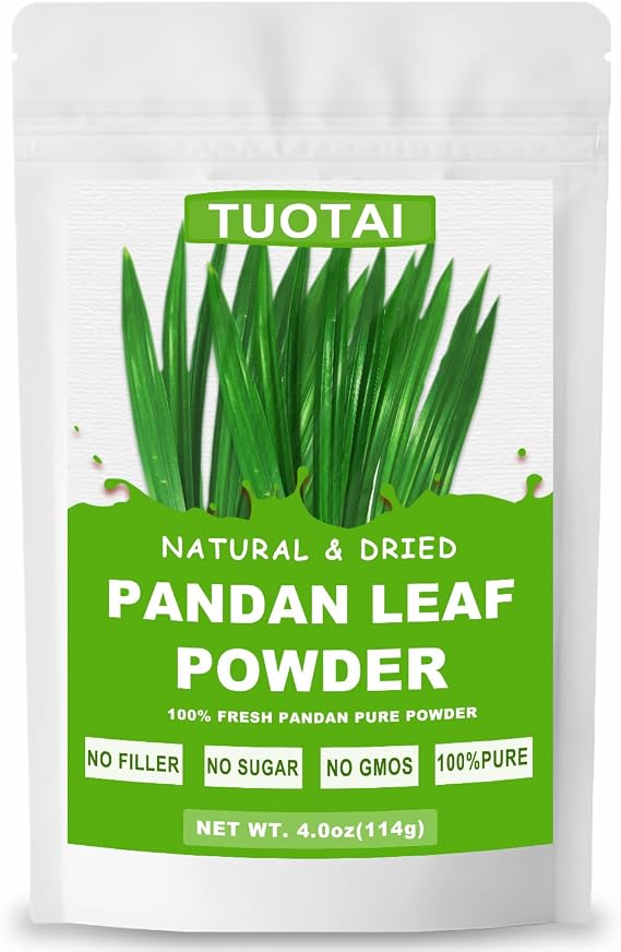 Premium Pandan Leaves Powder, 4.0oz,100% Natural Powder, Free of Added Sugar, Gluten-Free, No GMO
