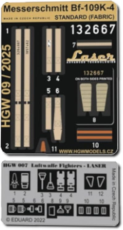 HGW 132667 1/32 Bf109K-4 Seatbelts Textile and Photo-Etched Parts