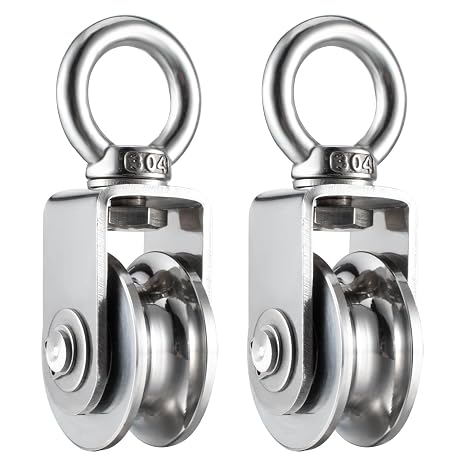 Cable Pulley Wheel Heavy Duty, Swivel Single Pulley Block, Bearing Inside, for Pulley System Gym Equipment, Lifting, Winch, Loading 1000lb 2Pack