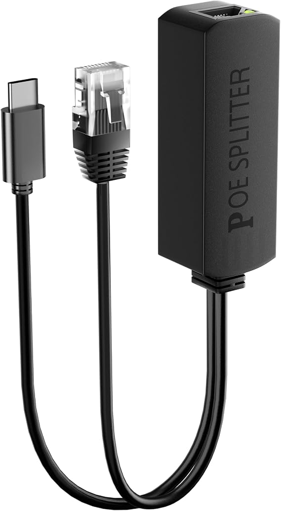 PoE Splitter with Type C and RJ45 Port, 48V to 5V 2A IEEE 802.3af Standard, Support 10/100Mbps Power Over Ethernet Splitter for 5V Device