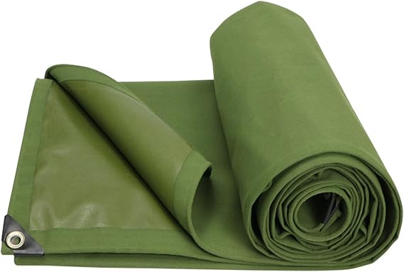 Waterproof Canvas Tarp 3x3 Feet, 35 Mil Thick Waterproof Tarps, Canvas Tarpaulin Heavy Duty, Tarp Sheet Cover with Rustproof Grommets, for Canopy Tent, Camping, Woodpile