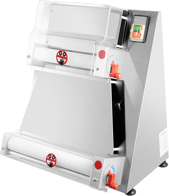 Pizza Dough Roller Sheeter, 4-16" Electric Pastry Press Making Machine, Adjustable Thickness Dough Roller Machine with Dual-roller Design, Electric Pastry Press Making Machine